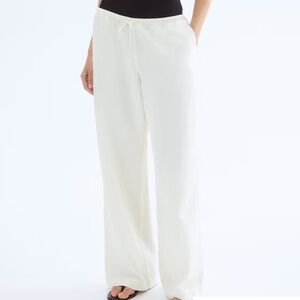 H&M Linen Blend Wide Leg High Rise Pants with Pockets and Waist Tie